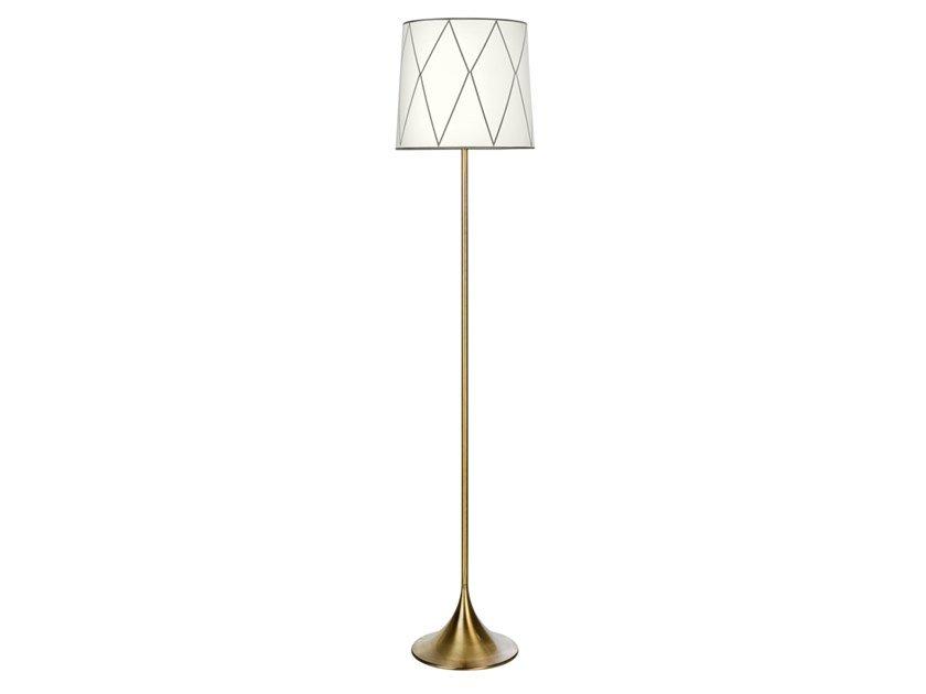 Antique brass finish floor lamp with shade | Epoque 555/p by Possoni Illuminazione