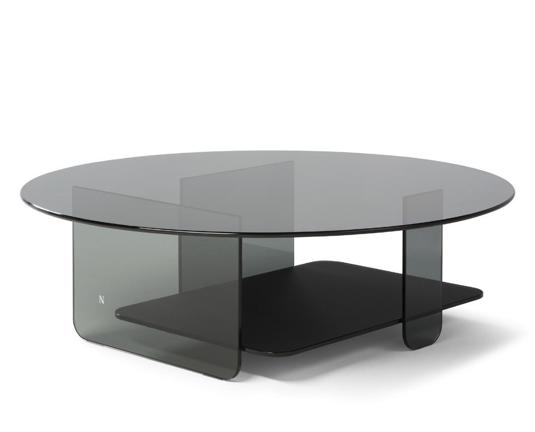 Round glass coffee table with integrated magazine rack | Cava by Natuzzi Italia