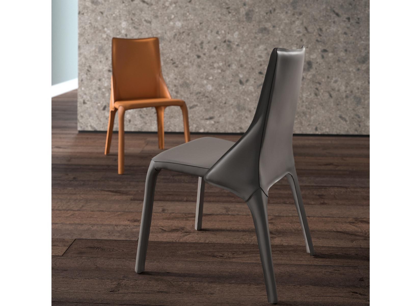 Tanned leather chair | Kite by Ozzio Italia