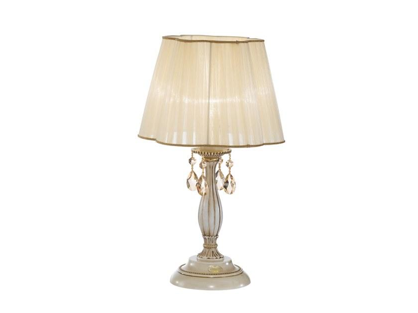 Antique white/gold table lamp with Schoeler crystals | Versailles 093/lp-sh/gg by Possoni Illuminazione