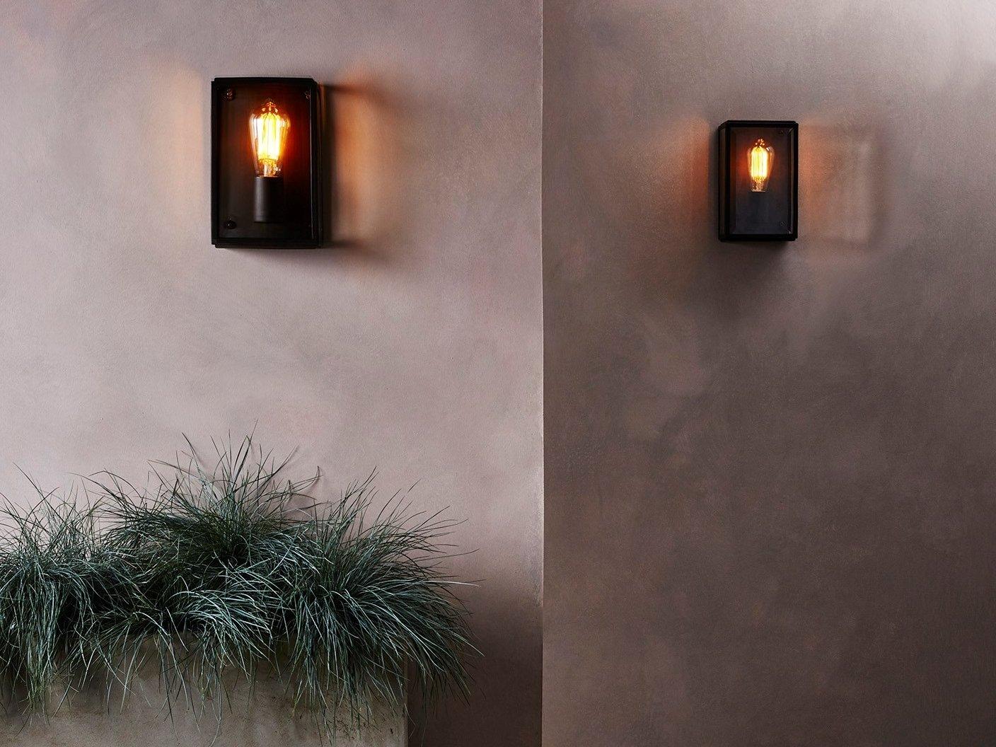 Glass and steel outdoor wall lamp | Homefield 160 by Astro lighting