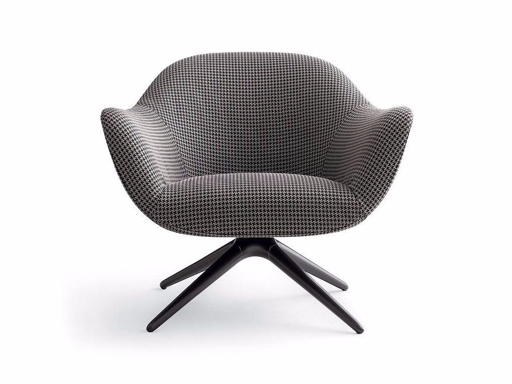 Upholstered trestle-based fabric armchair with armrests | Mad Chair by Poliform