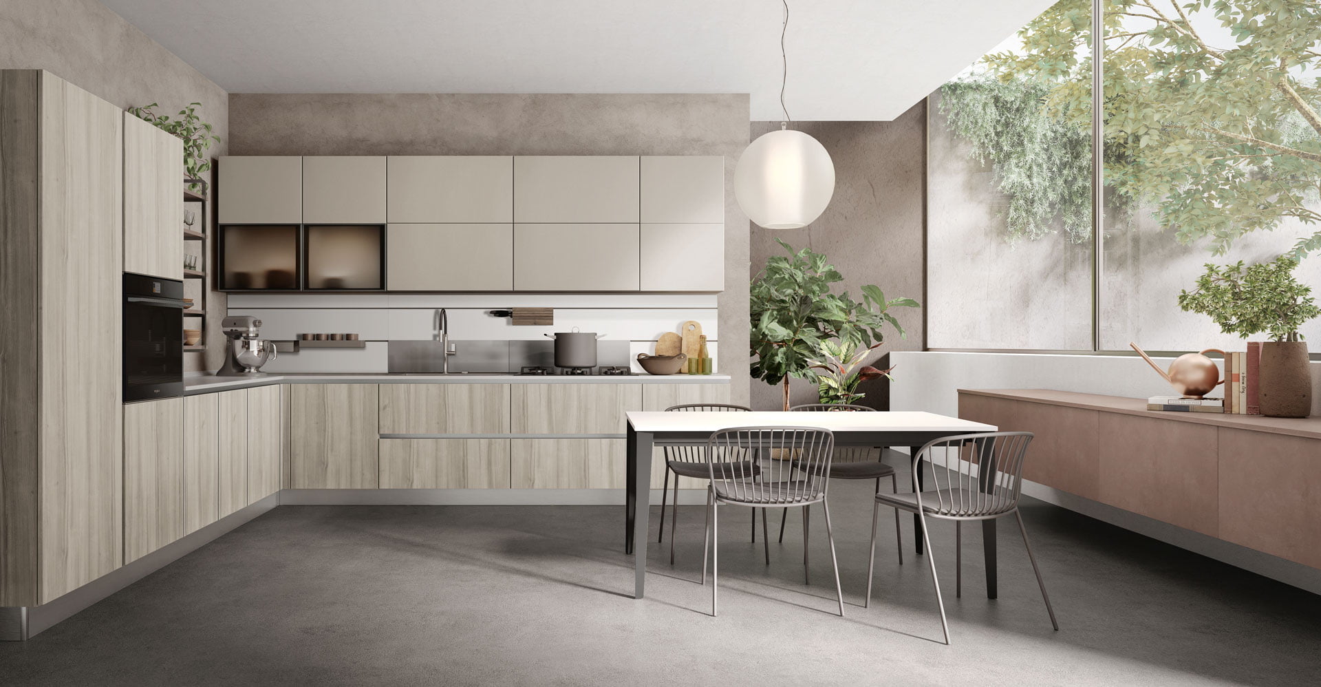 Melamine kitchen without handles Lube Cucine Unica