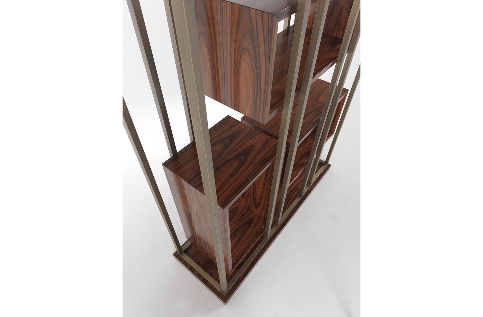 Open double-sided brass bookcase | Mackintosh by Gianfranco Ferre Home