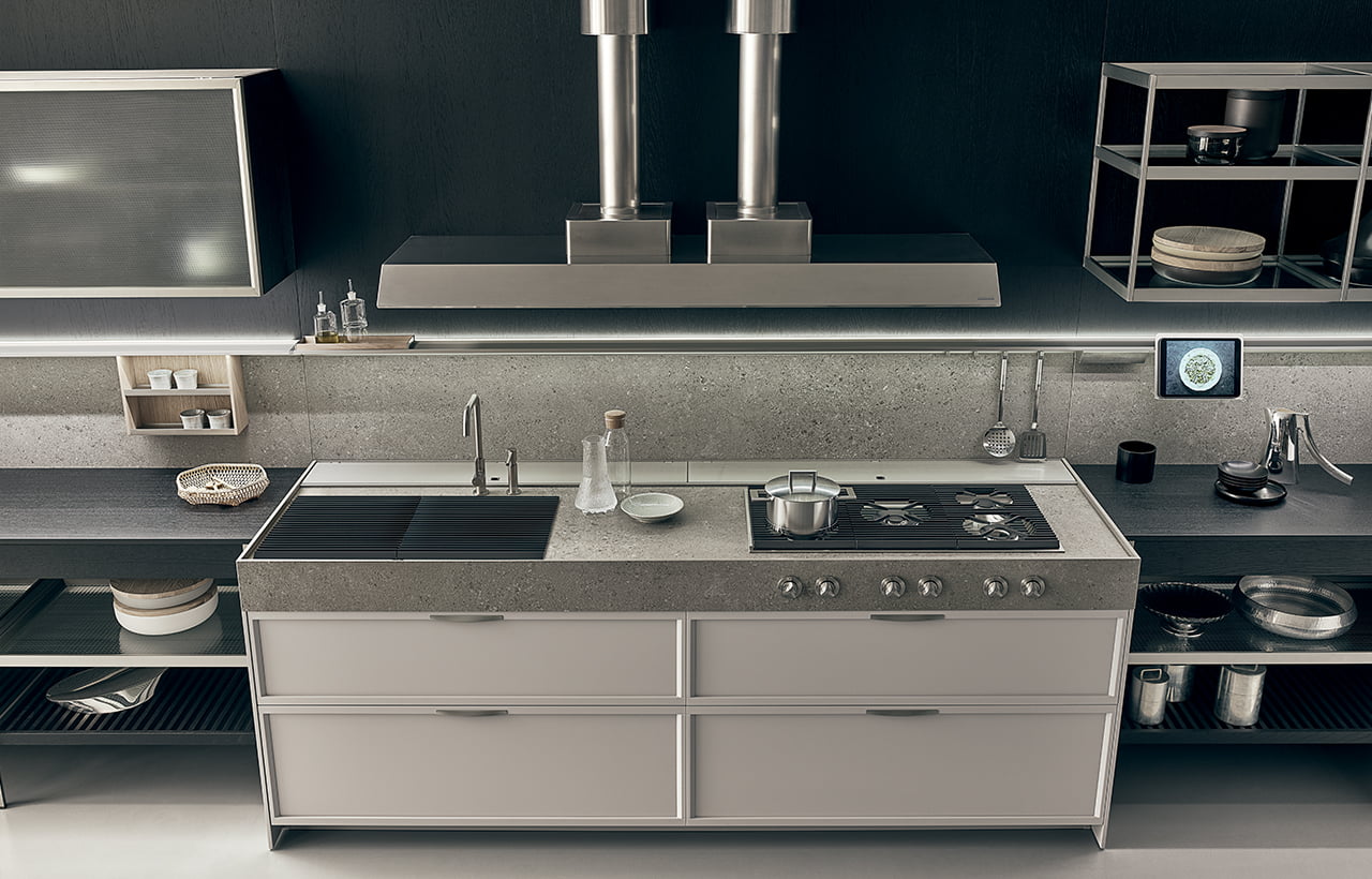 Melamine kitchen without handles Ernestomeda K-Lab