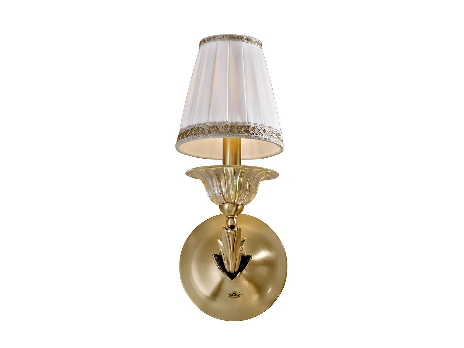 Antique brass wall light with crystal and shade | Lucilla 550/a1 by Possoni Illuminazione