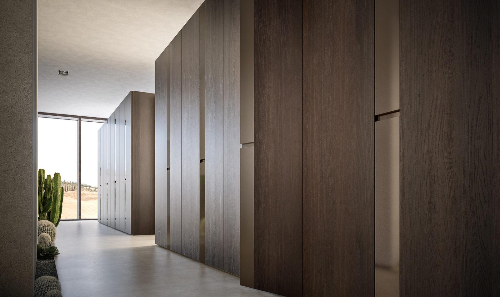 Modular veneer wardrobe with coplanar doors | Strip by ALF Dafre