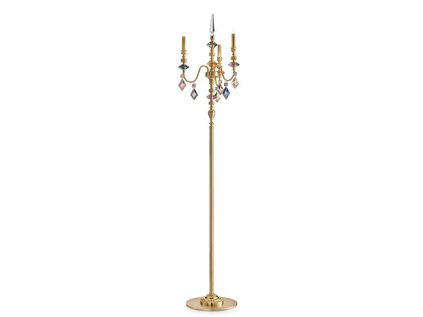 Brass floor lamp with crystals | Chic Stl3 by Masiero