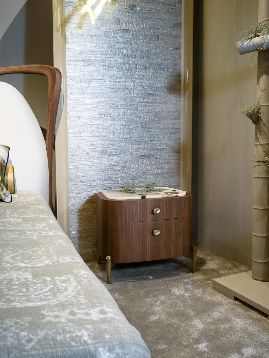 Rounded wooden bedside table with drawers | Lapeto by Ezio Bellotti