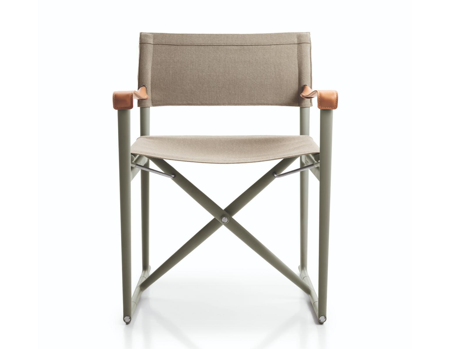 Folding canvas garden chair with armrests | Mirto Outdoor by B&B Italia