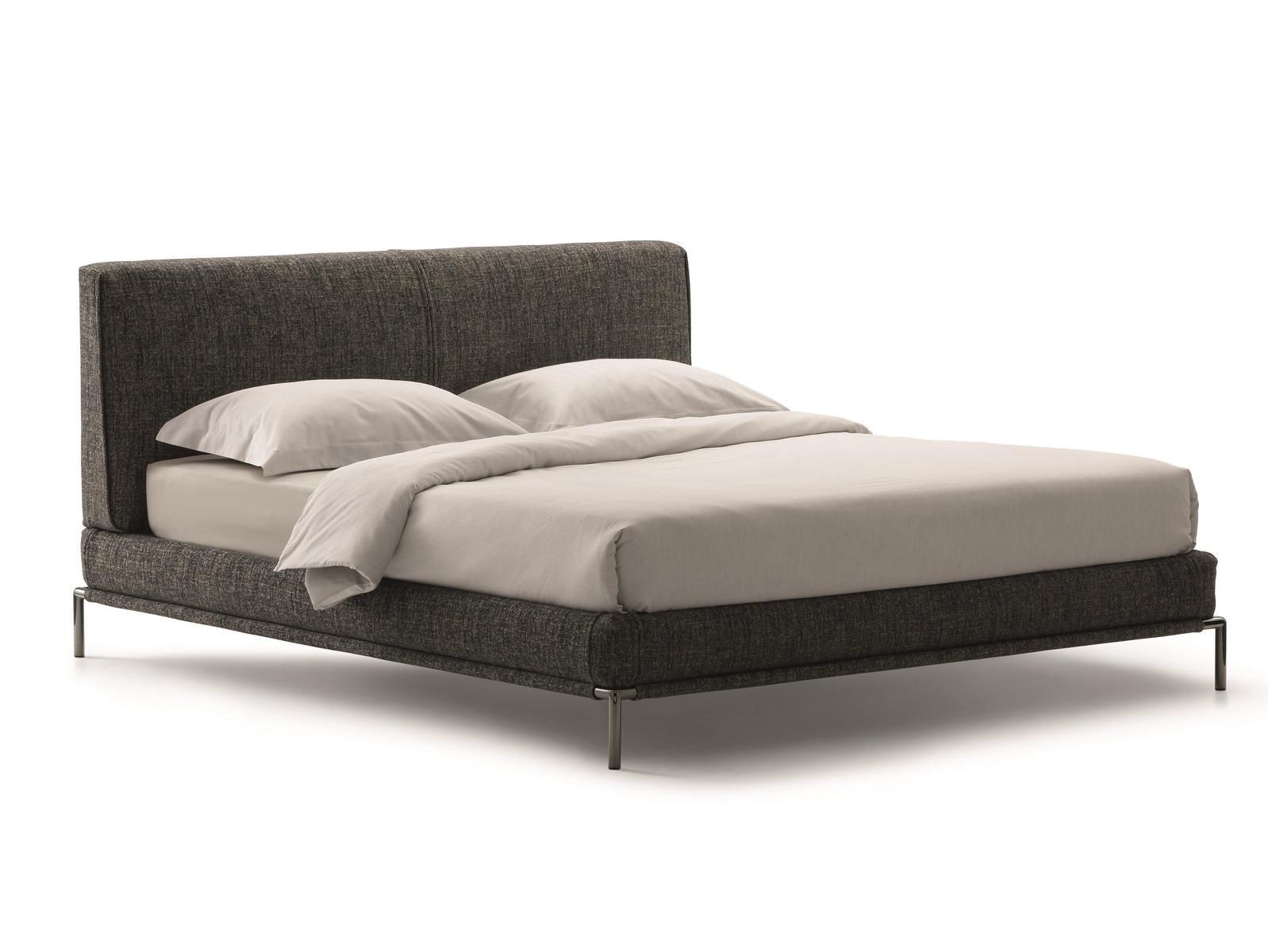 Upholstered fabric double bed with removable cover | Icon by Flou