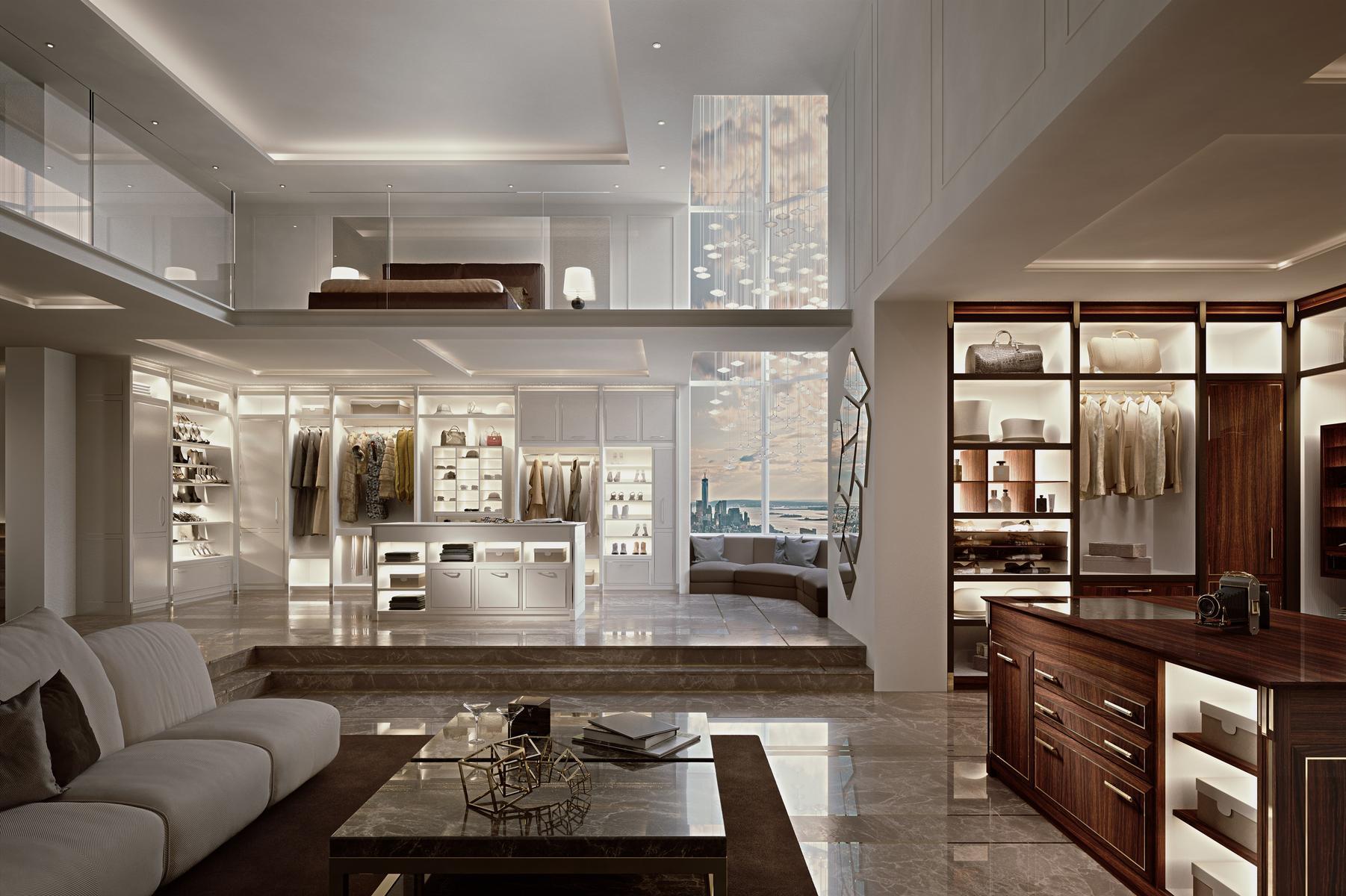 Custom walk-in wardrobe with integrated lighting | Essenza by Martini interiors