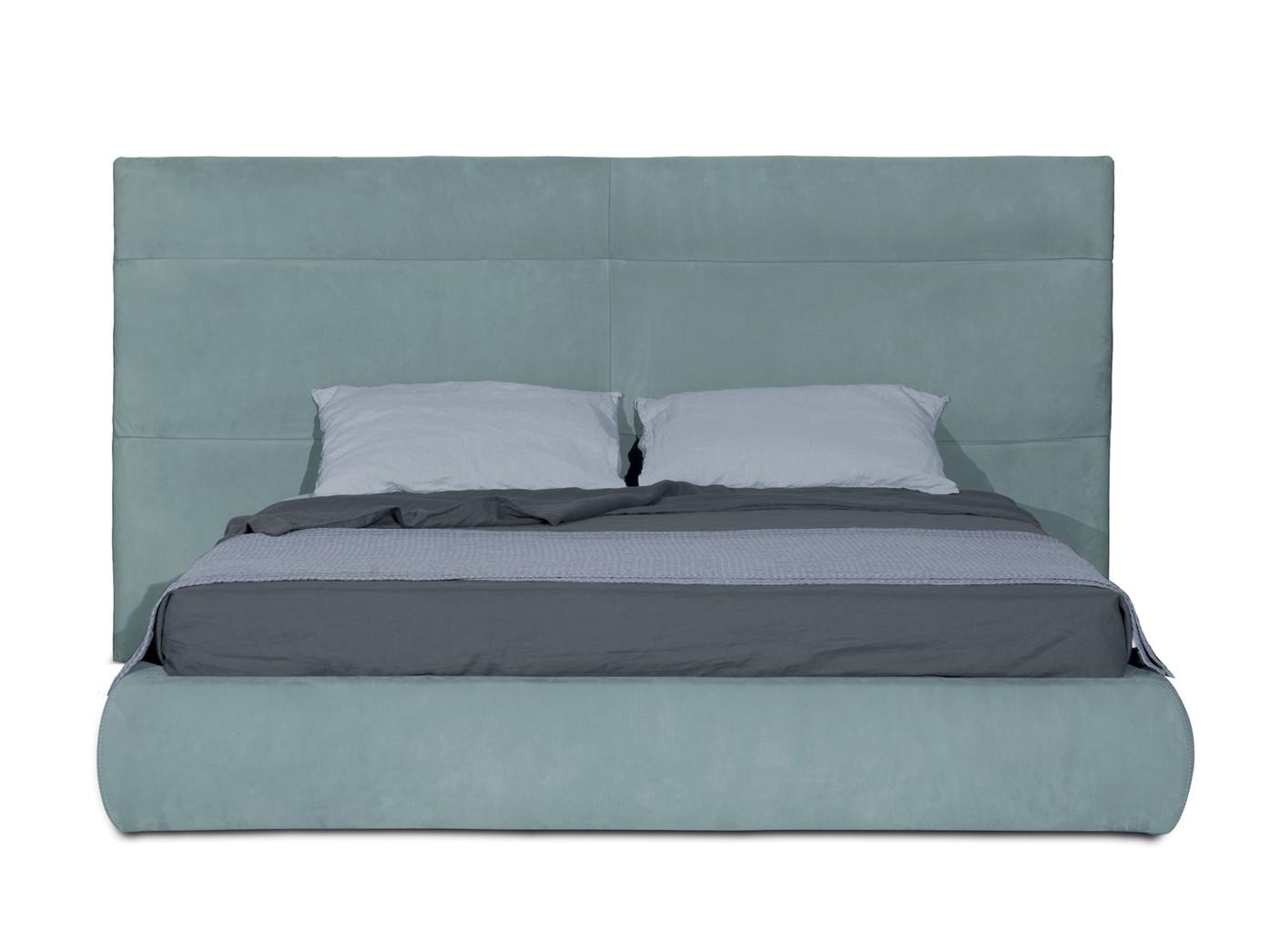 Upholstered leather bed with high headboard | Couche by Baxter
