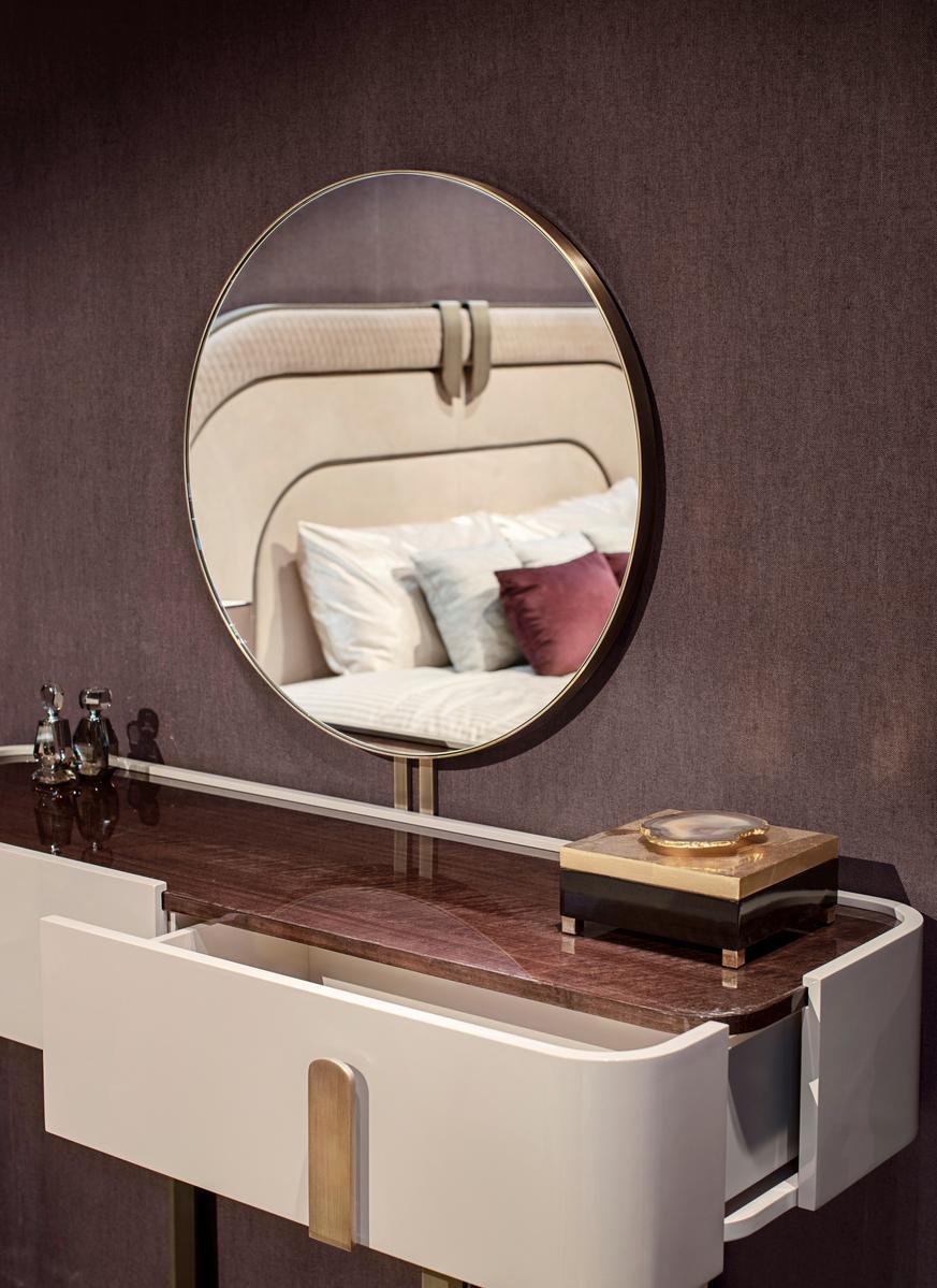 Round framed leather mirror | Trilogy T by Capital Collection