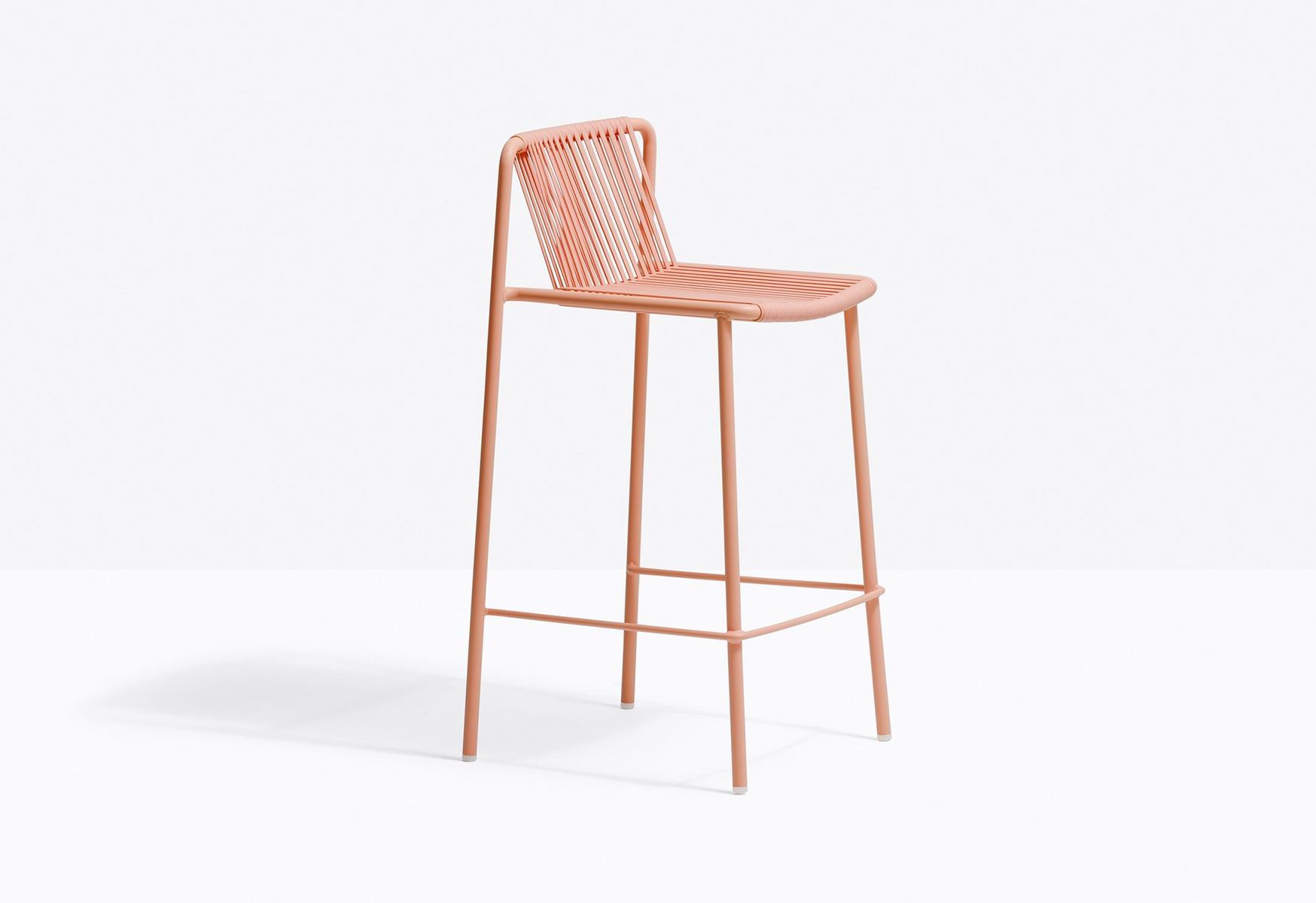 High powder coated steel stool with back | Tribeca 3667 by Pedrali