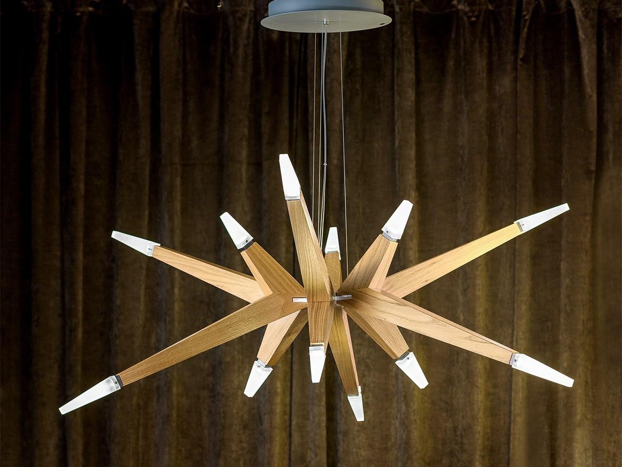 LED oak chandelier | Flashwood S12 140 by Masiero
