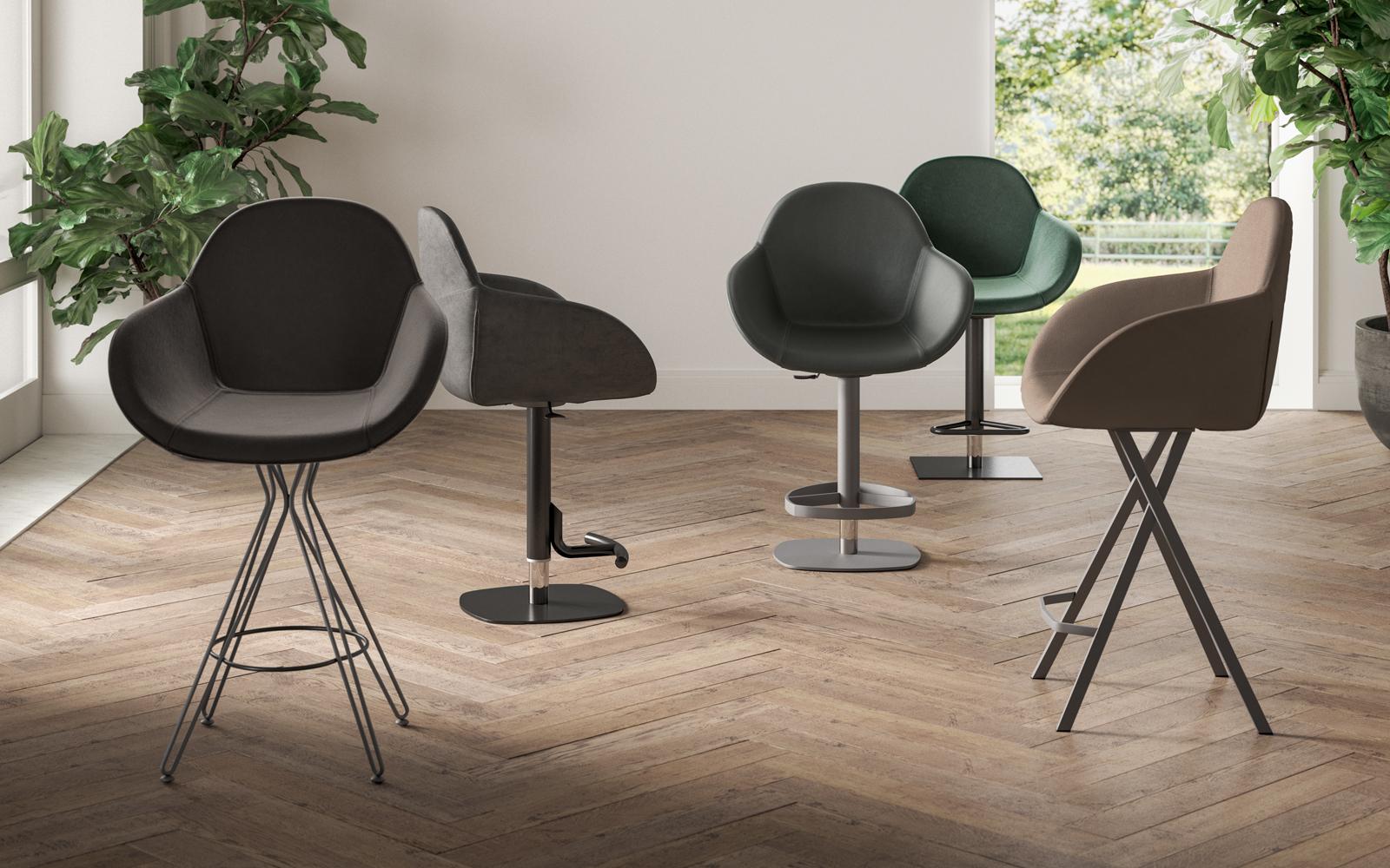 Upholstered barstool with gas lift | Baldo by Ozzio Italia