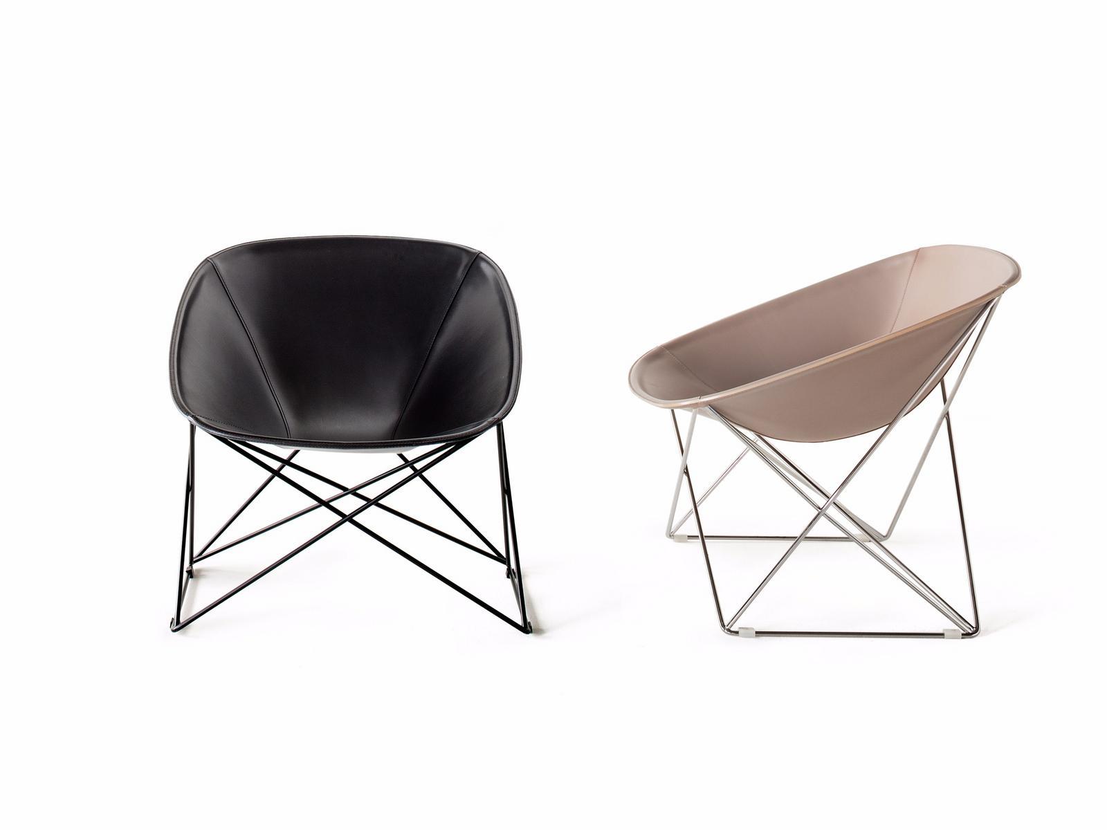 Tanned leather easy chair | Popsi by Lema