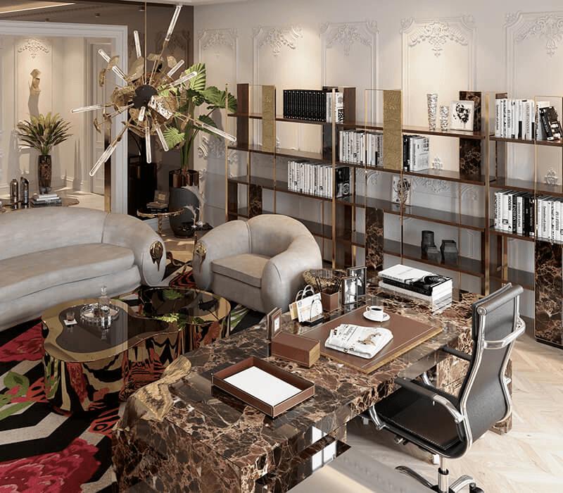 Rectangular ebony writing desk with drawers | Empire by Boca Do Lobo