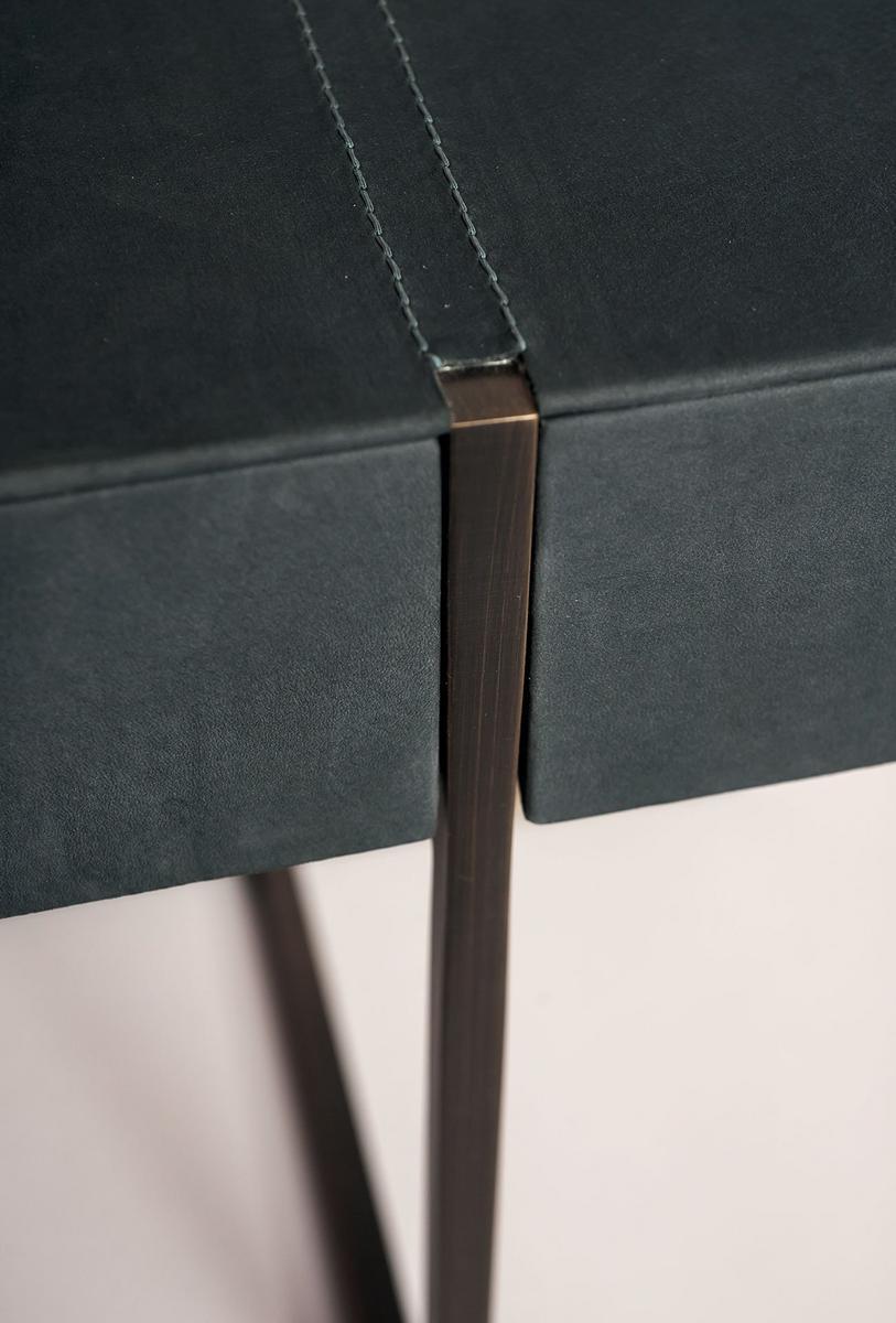 Leather bedside table with drawers | Icaro by Baxter