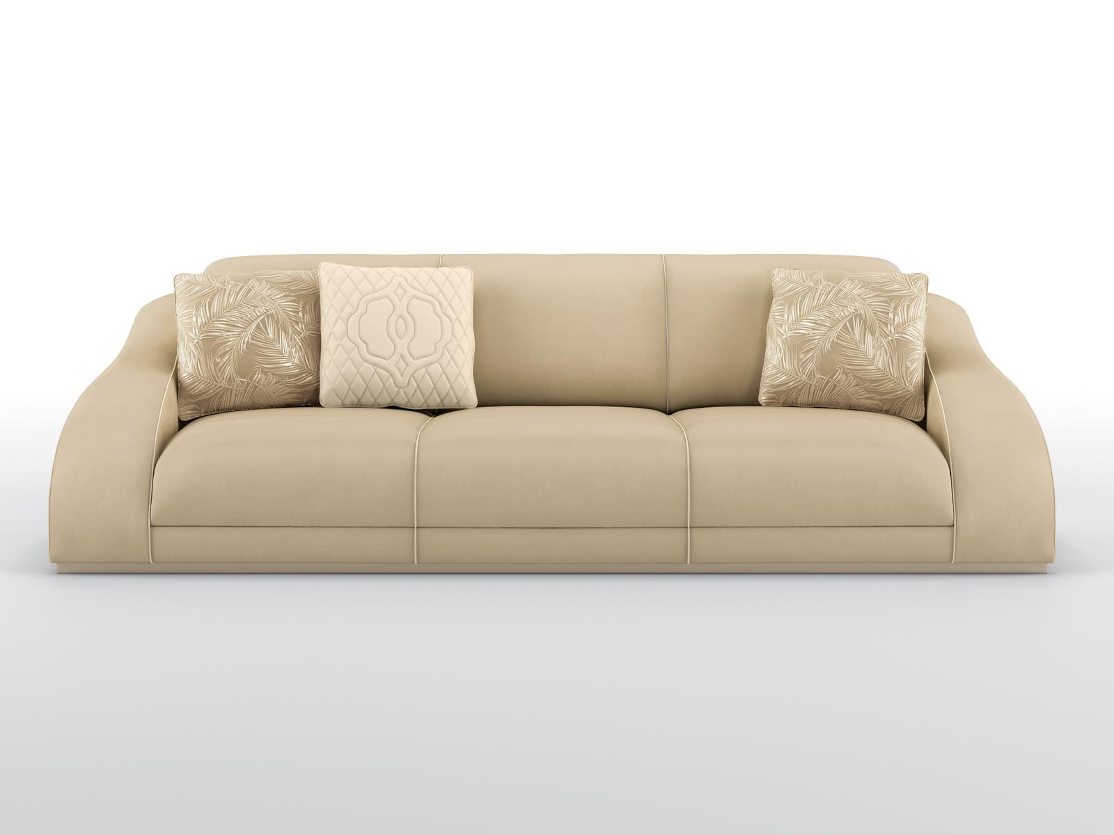 4 seater sofa in leather and velvet | Poseidon by Bruno Zampa
