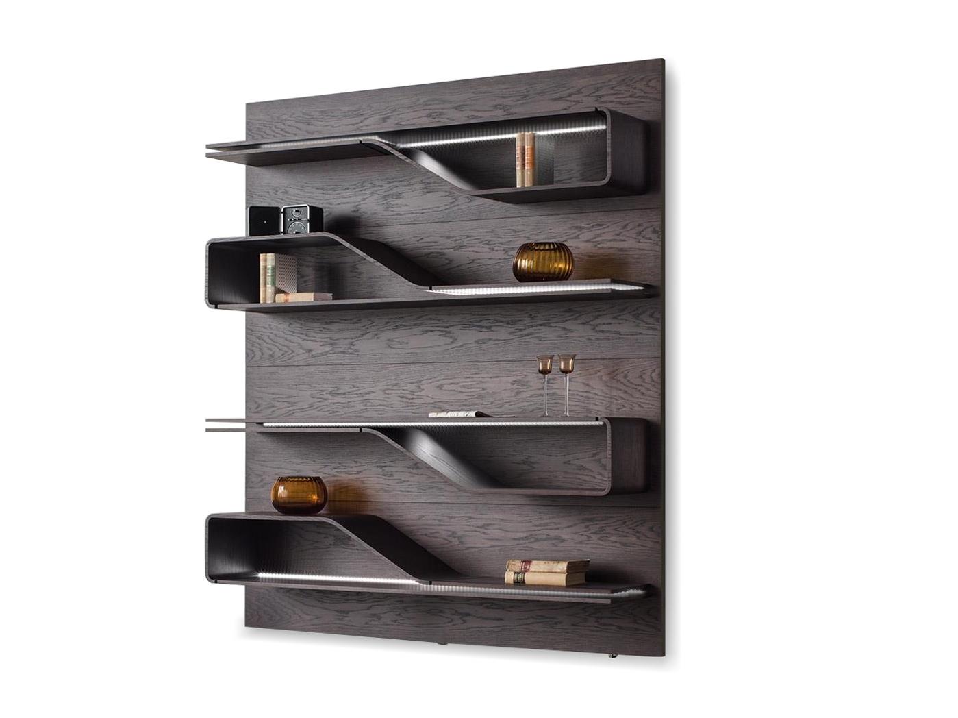 Wooden bookcase with built-in lights | Segno by Reflex