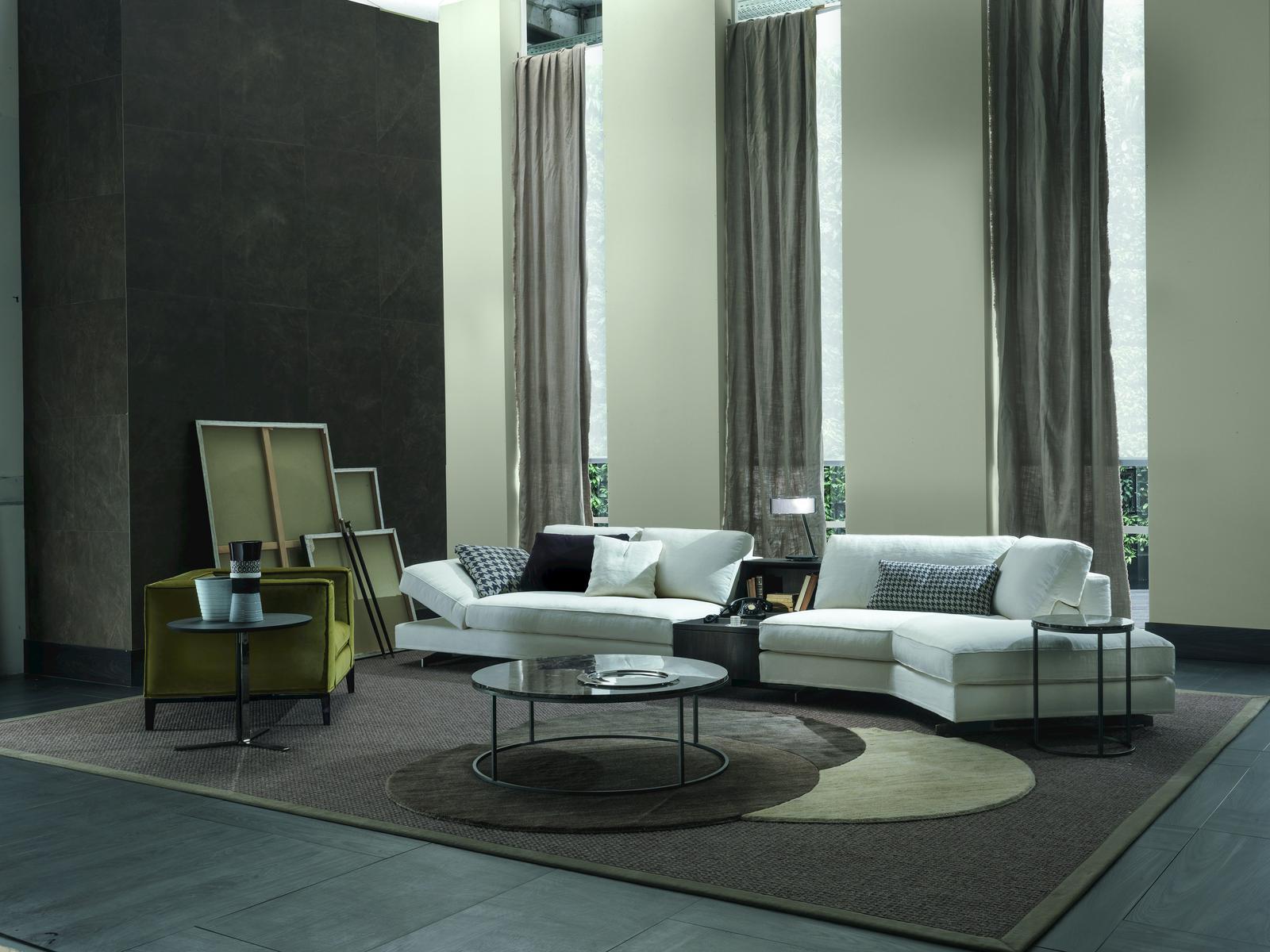Sled base sectional fabric sofa | Davis Flat by Frigerio
