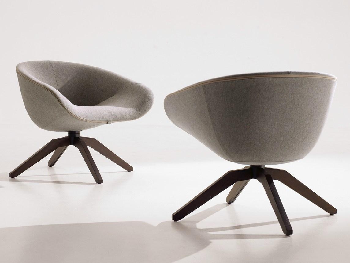 Swivel trestle-based fabric easy chair | Mart by B&B Italia