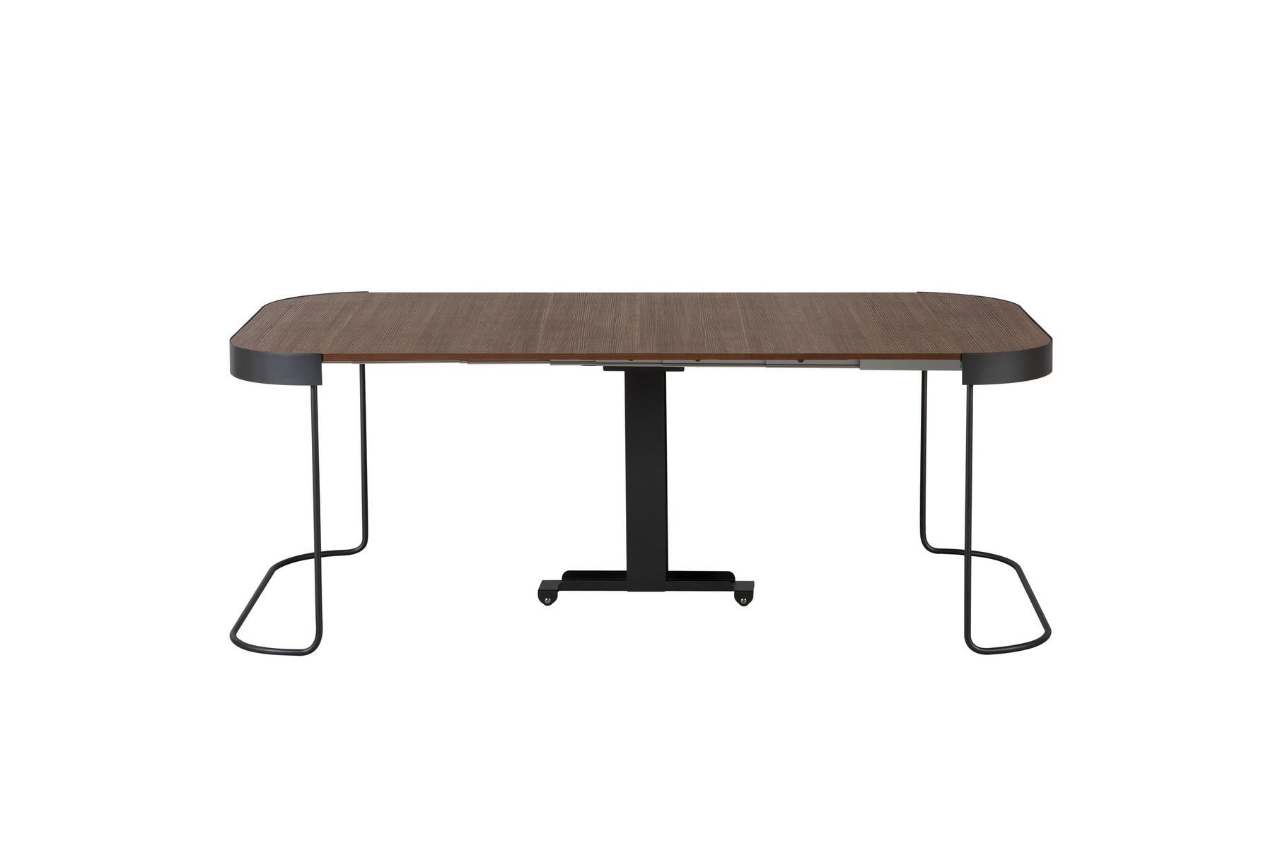 Extendable oval console in walnut and steel base | Cora by Tonin Casa