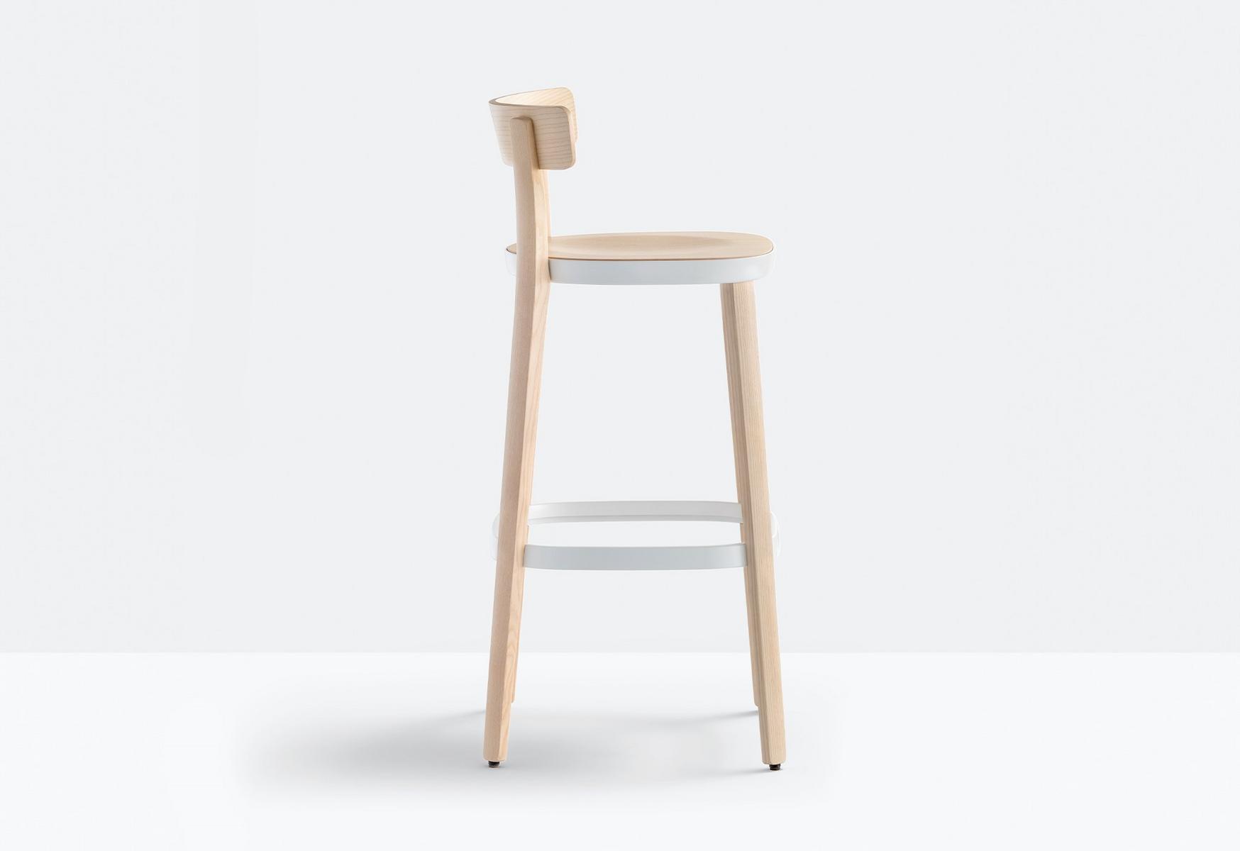High ash stool with back | Folk 2936 by Pedrali