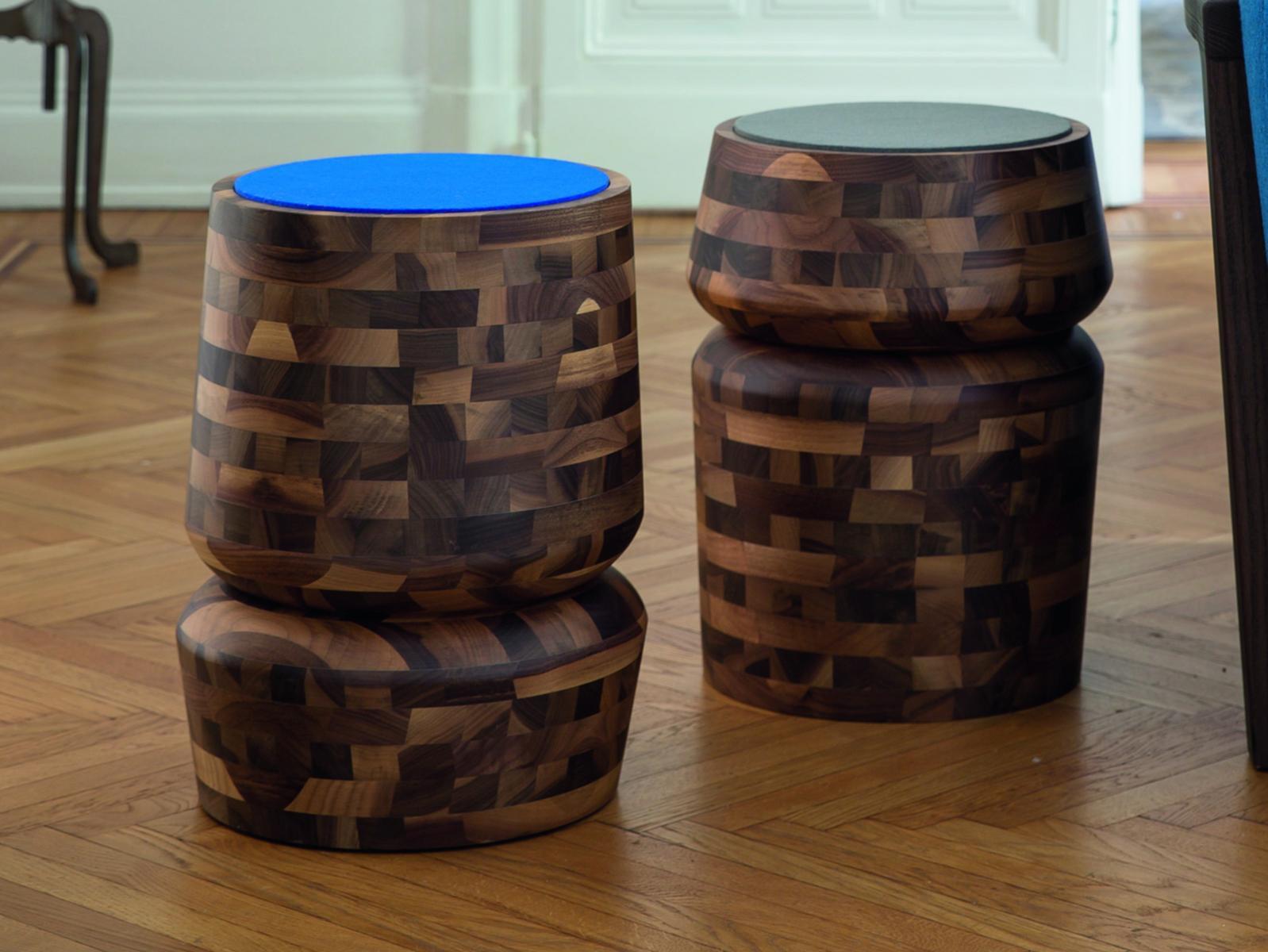 Low wooden stool with integrated cushion | Bouchon by Porada