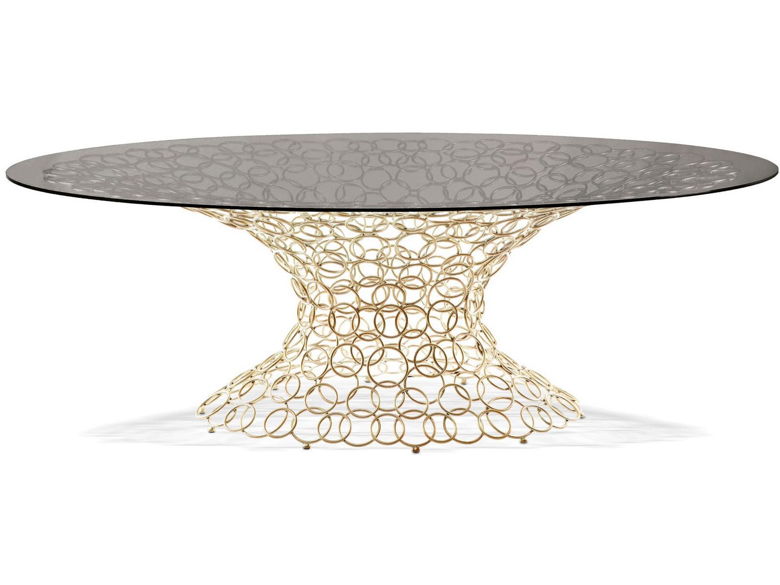 Oval glass table | Mondrian Art Form by Cantori