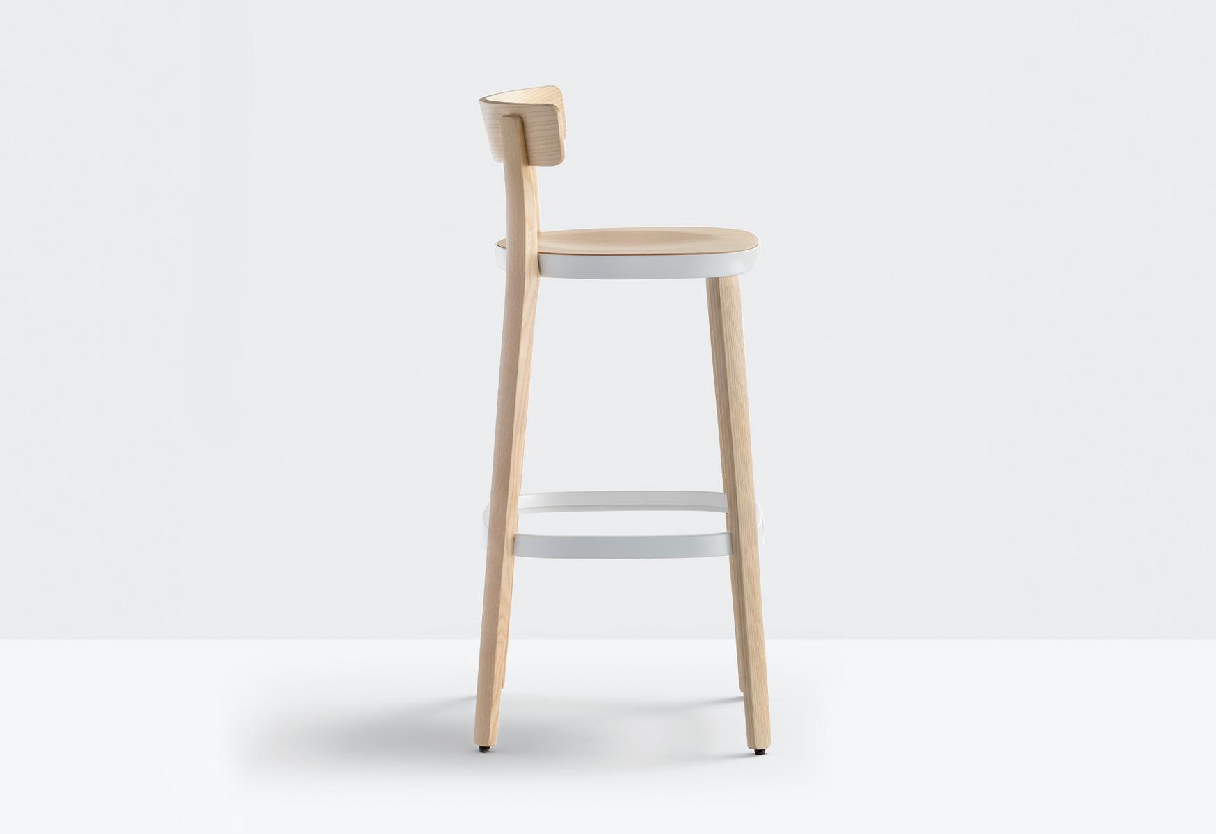 High ash stool with footrest | Folk 2937 by Pedrali