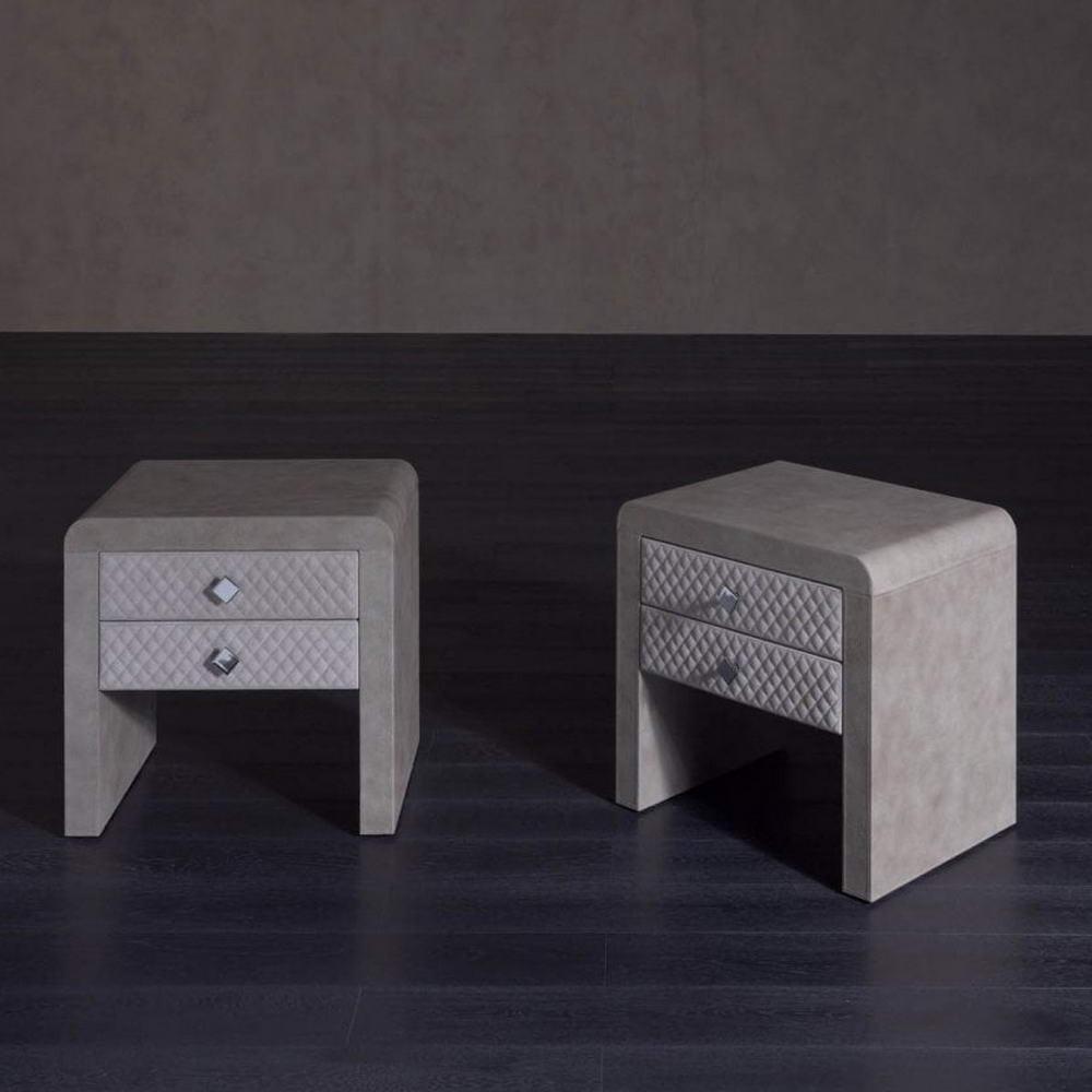 Nabuk bedside table in a luxury style with drawers | Reko by Rugiano