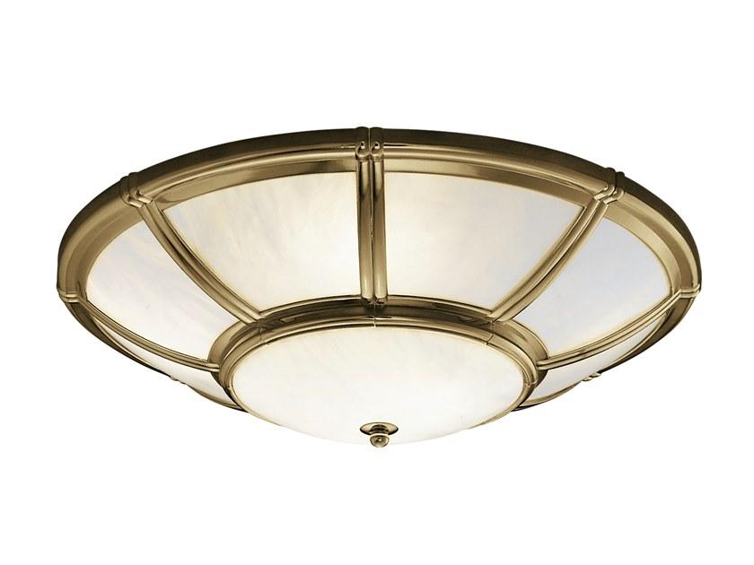 Gold plated ceiling light with opal glass | Lorenzo 1998/6-pl by Possoni Illuminazione