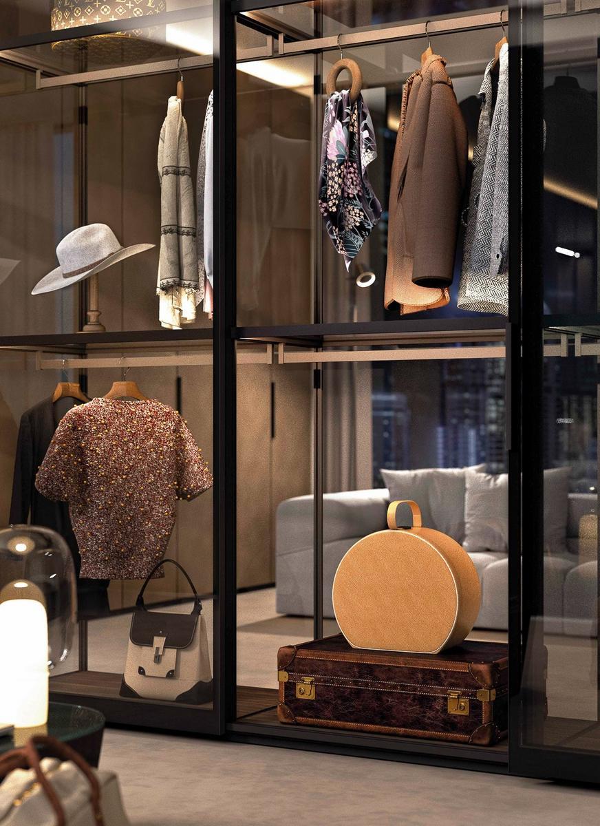 Glass and aluminium wardrobe | Glass by Olivieri