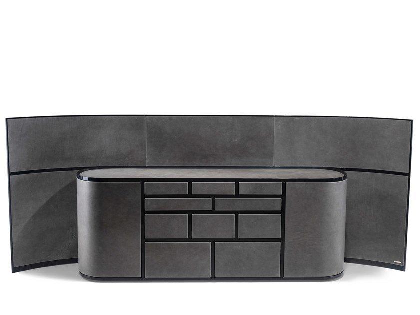 Leather office storage unit with hinged doors | Wall Street by Visionnair