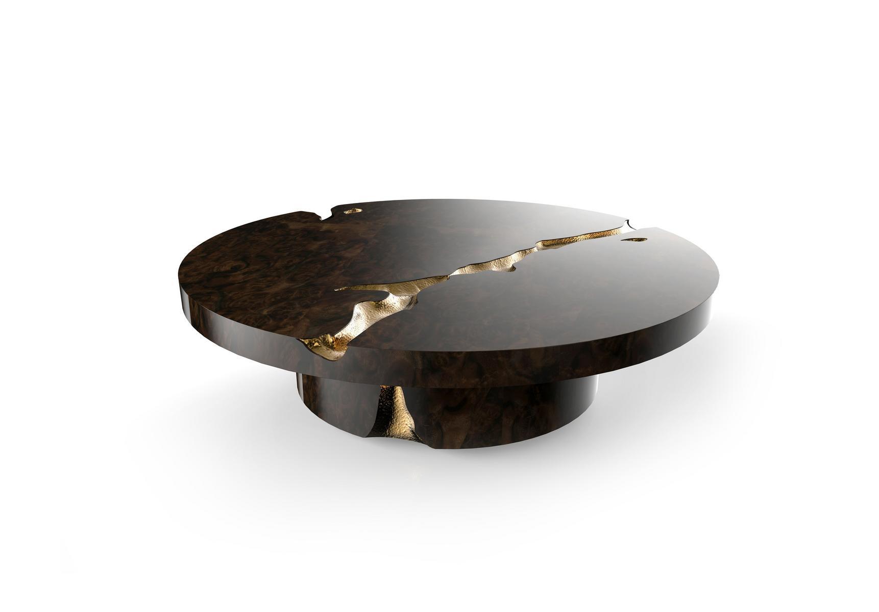Round wood veneer coffee table for living room | Empire by Boca Do Lobo