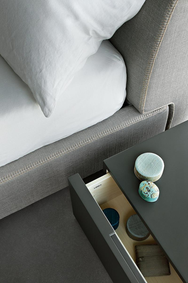 Upholstered fabric double bed | Softland by Lema