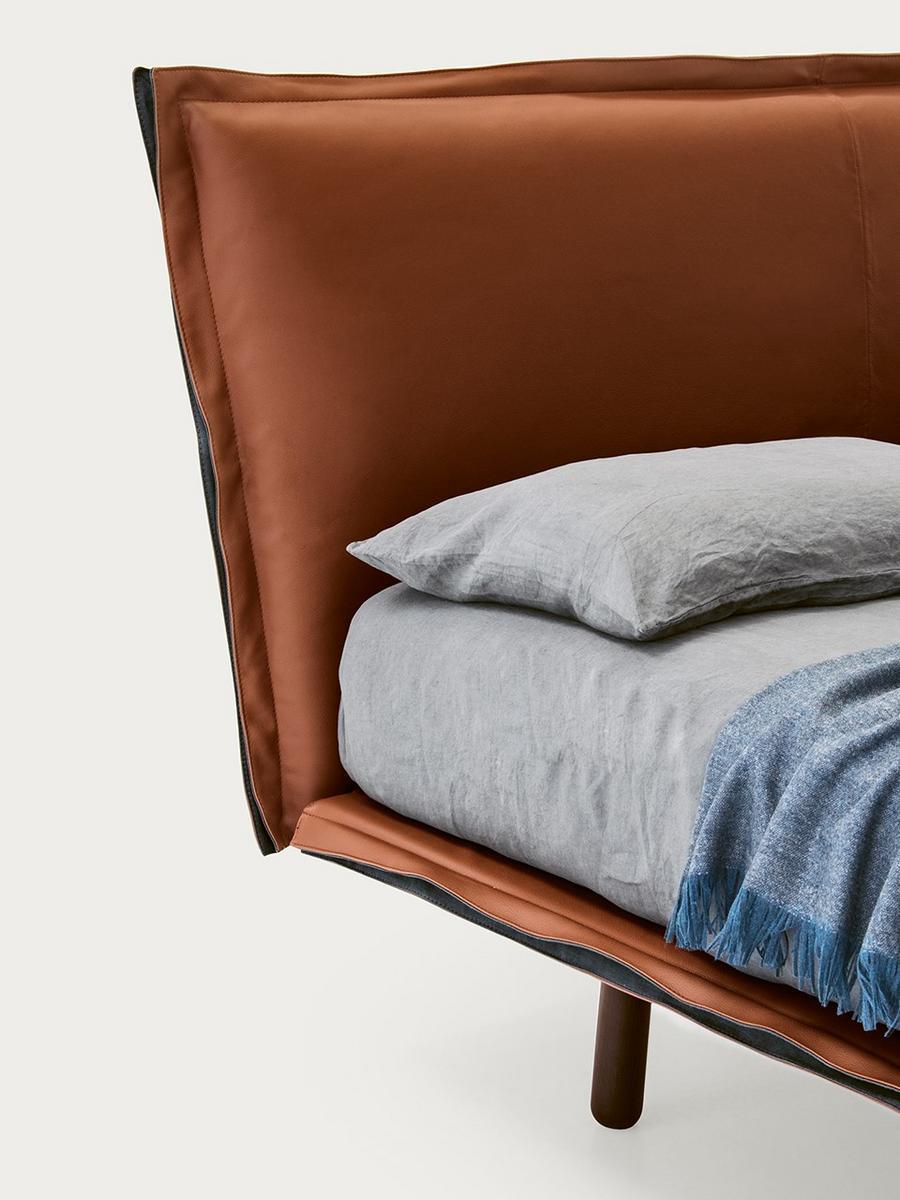 Double bed with upholstered headboard | Aladino by Pianca