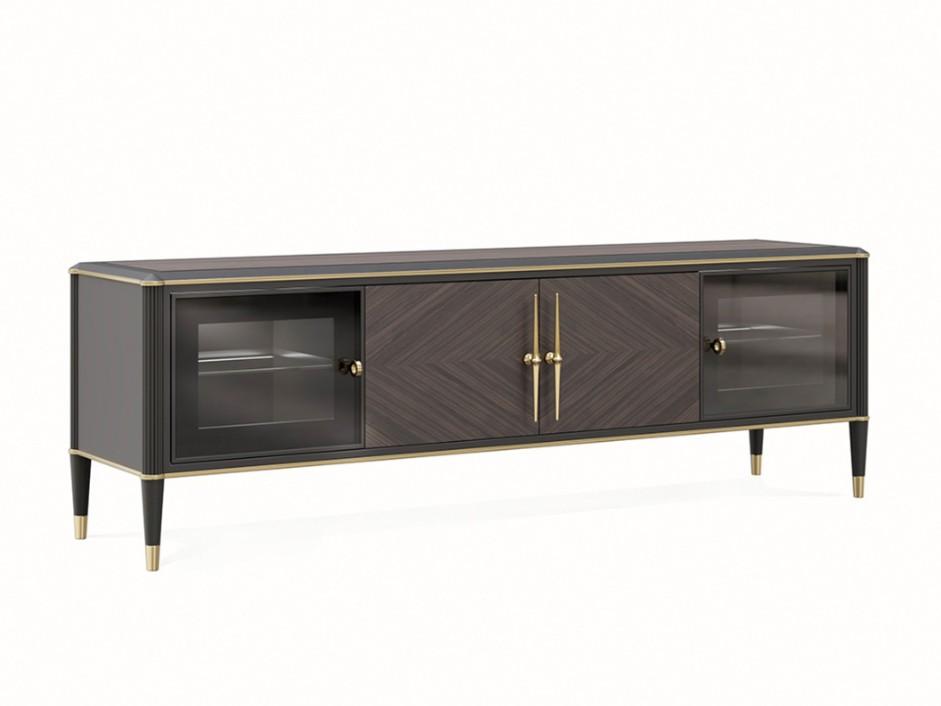 Low wooden TV cabinet with doors | Pr.226 by Stella del Mobile