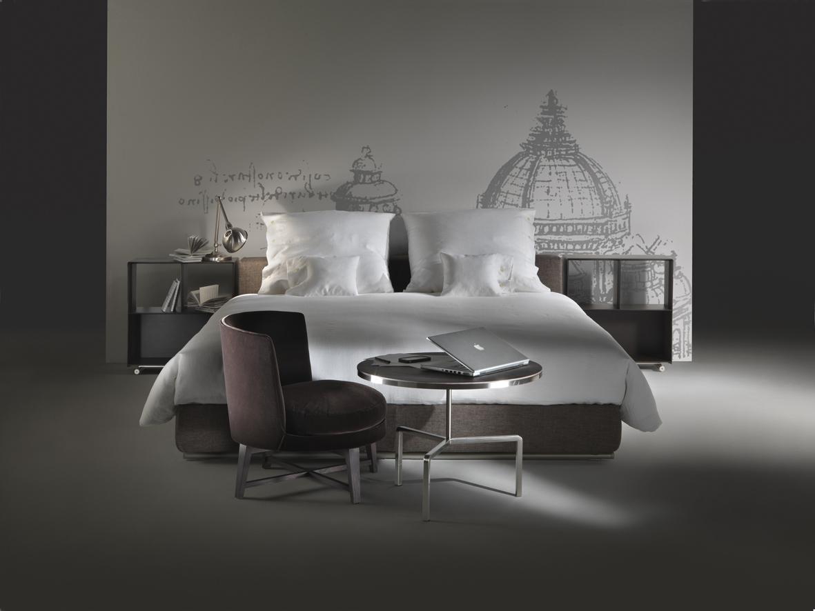 Fabric double bed with removable cover | Groundpiece Slim by Flexform