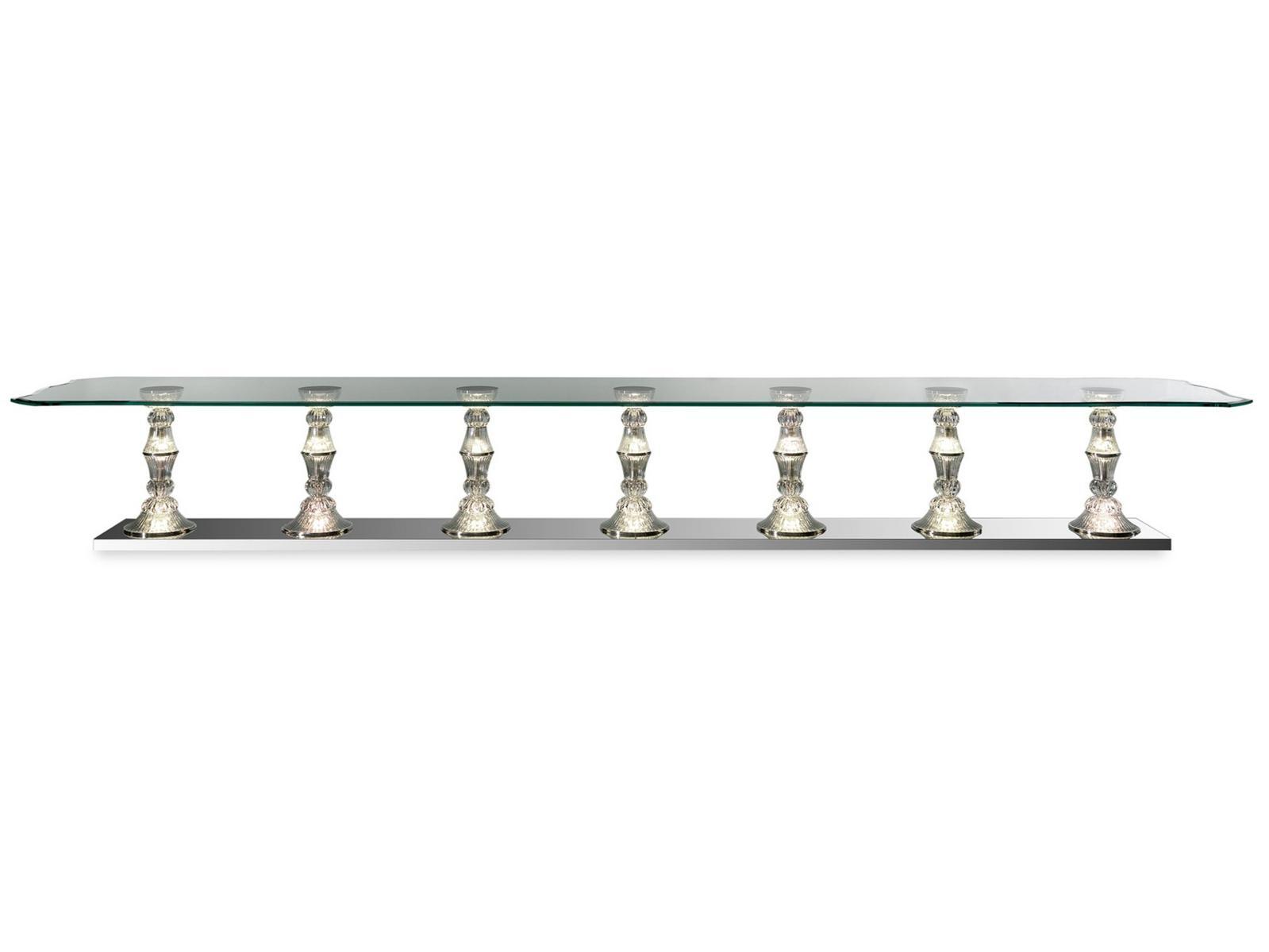 Rectangular glass dining table | Palazzo Ducale by Reflex