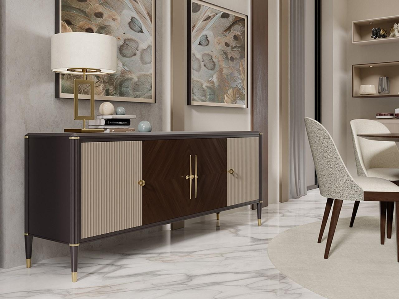 Sideboard in linden and walnut with hinged doors | Pr.515.2 by Stella del Mobile