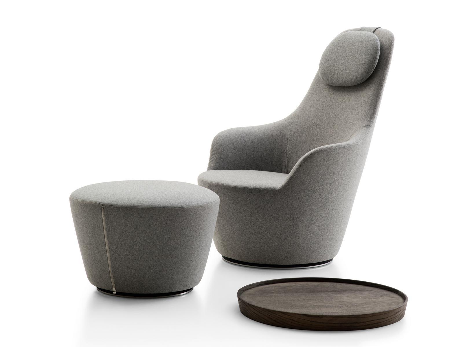 High-back fabric armchair with headrest | Harbor by B&B Italia