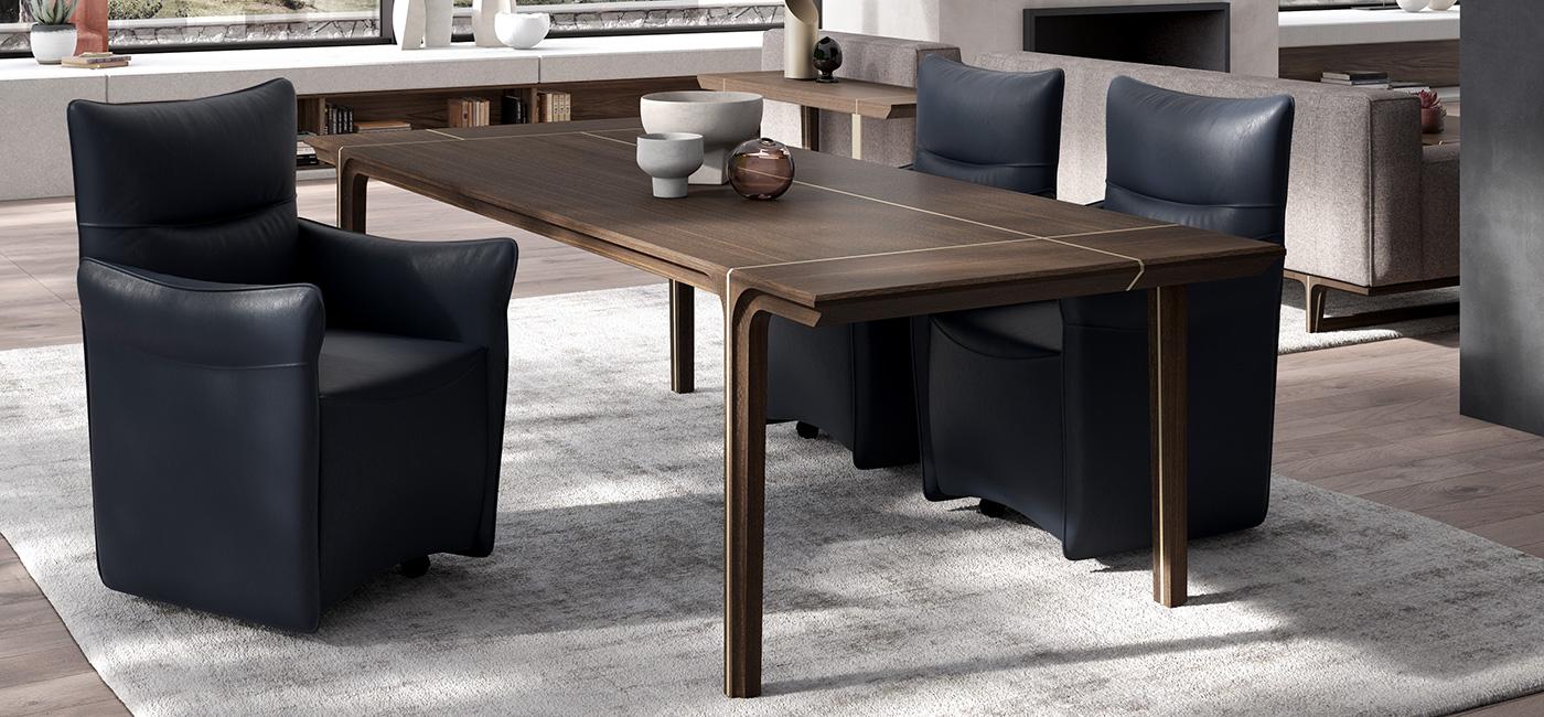 Rectangular solid wood dining table | Kendo by Natuzzi Italia