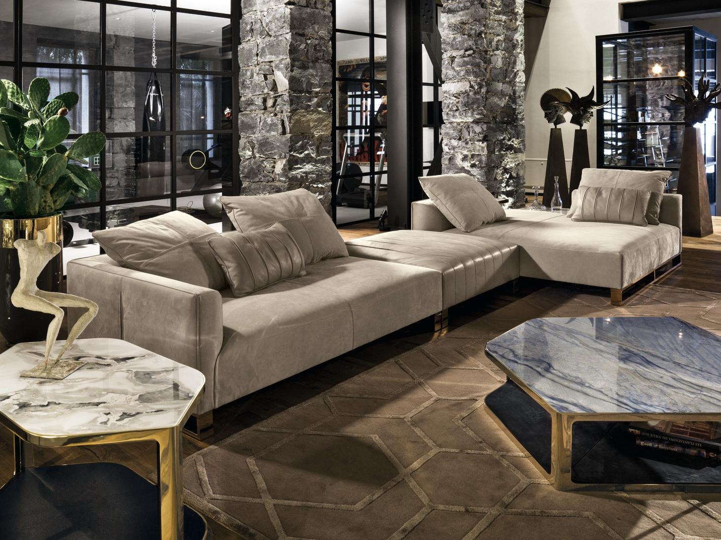 Sectional fabric sofa | Fold by Longhi