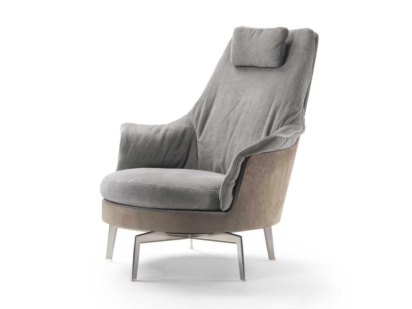 Swivel high-back fabric armchair | Guscioalto Light by Flexform