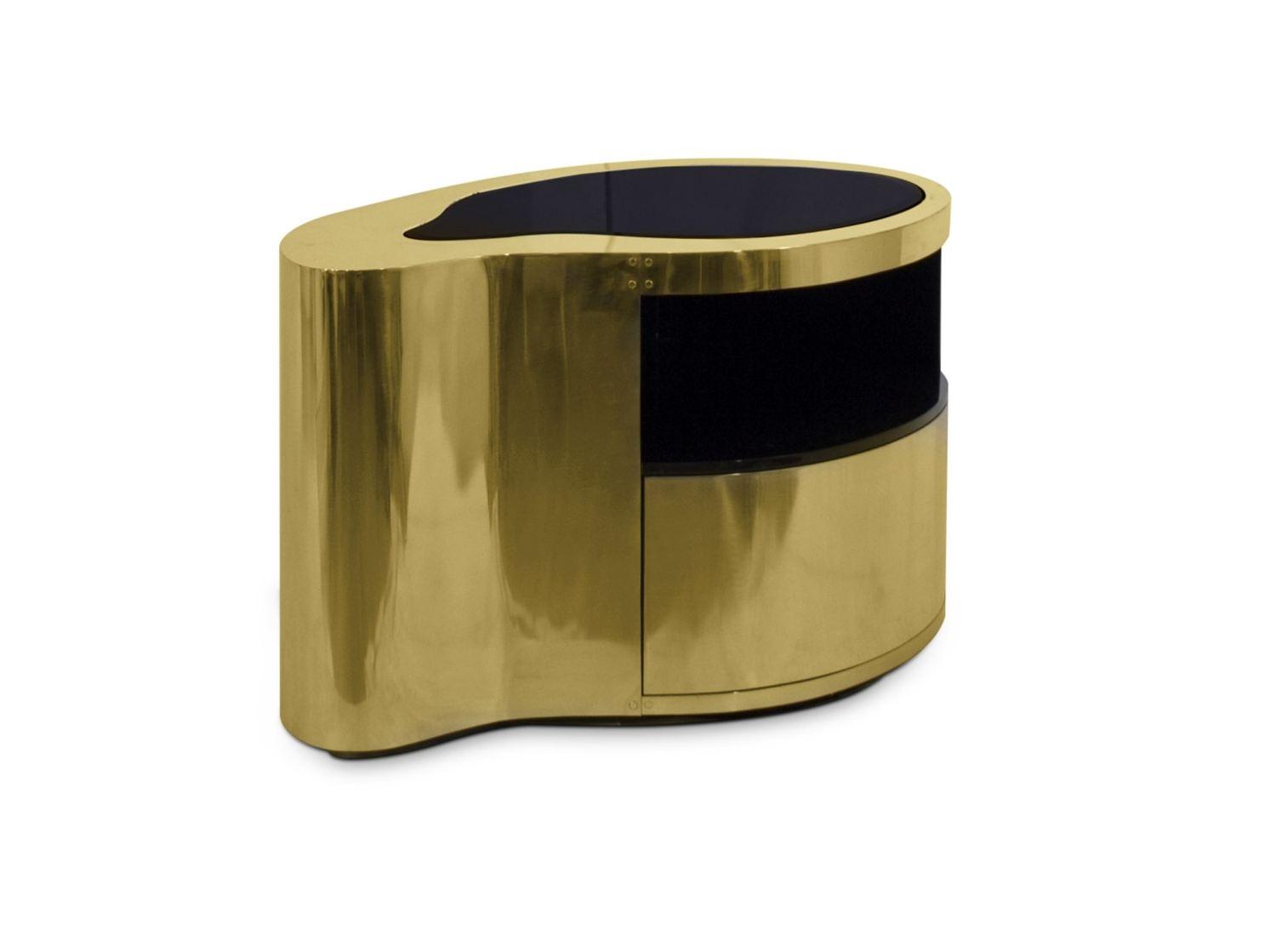Copper bedside table with drawers | Wave by Boca Do Lobo