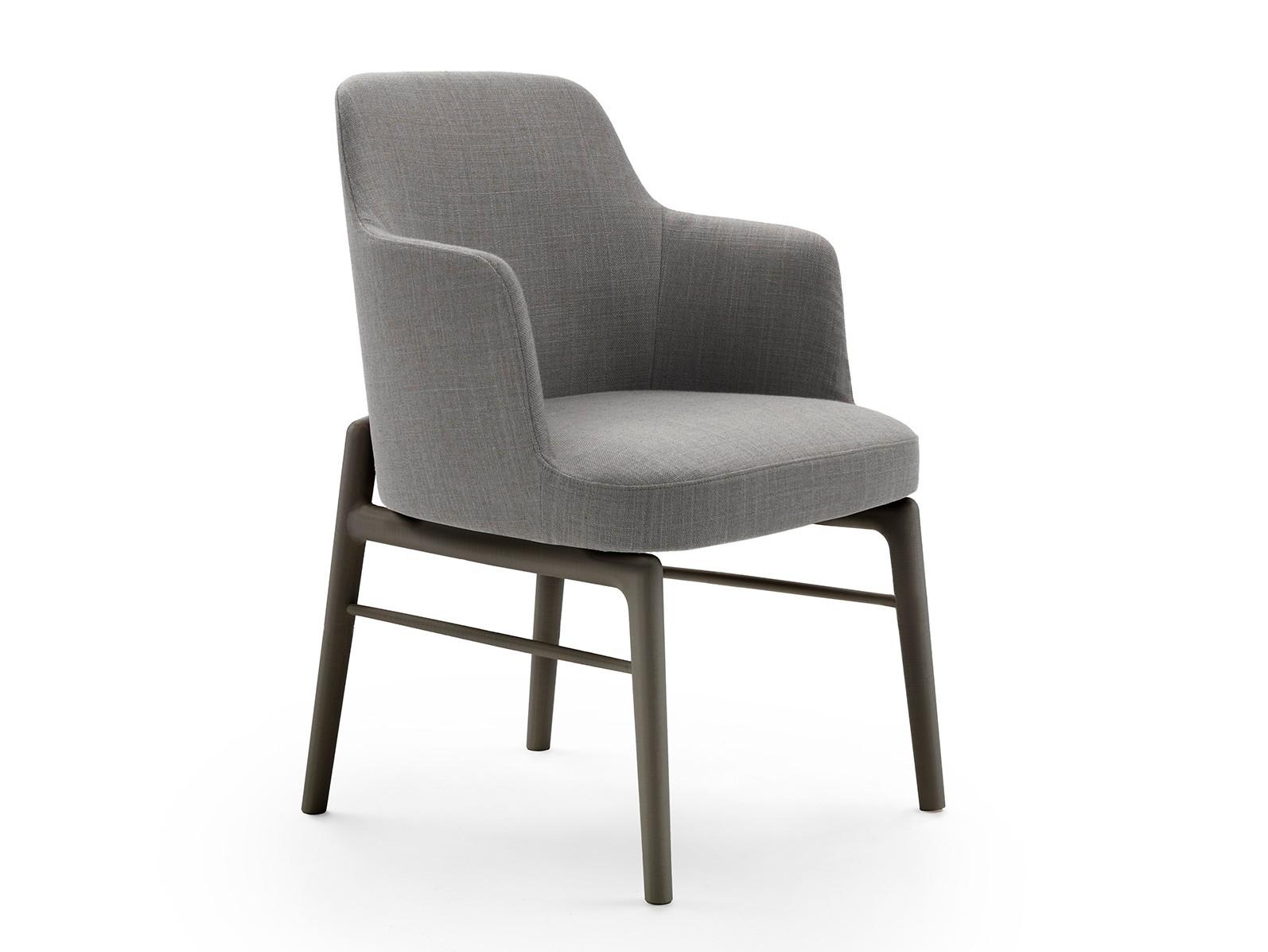 Upholstered fabric chair with armrests | Leda by Flexform